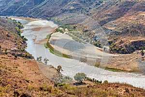 canyon and river Blue Nile, Amhara Region. Ethiopia wilderness landscape, Africa