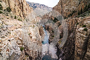 Canyon and Shoshone River at the Buffalo Bill Dam in Cody Wyoming