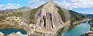 The canyon of Sisteron. Aerial view.Alpes de Haute Provence. La France.