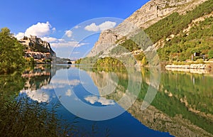 The canyon of Sisteron. Aerial view.Alpes de Haute Provence. La France.