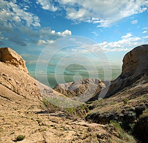 Canyon on the slopes of the plateau