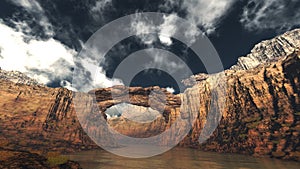Canyon stone bridge illustration 3d render