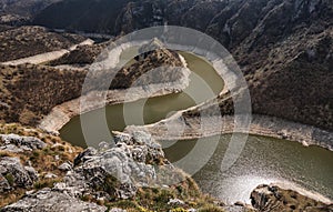 Canyon of Uvac river with meanders at  Nature reserve Uvac, Serbia