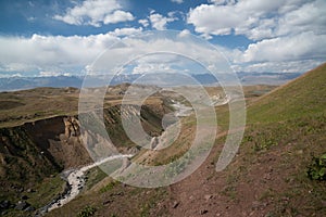 Canyon on the way to Lenin peak in Kyrgyzstan