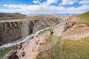 Canyon on the way to Lenin peak in Kyrgyzstan