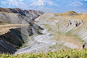 Canyon on the way to Lenin peak in Kyrgyzstan