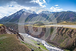 Canyon on the way to Lenin peak in Kyrgyzstan