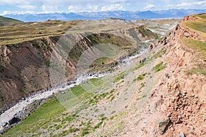 Canyon on the way to Lenin peak in Kyrgyzstan