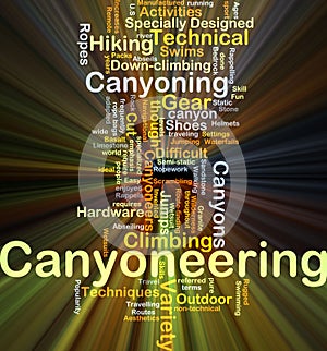 Canyoneering background concept glowing