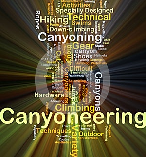 Canyoneering background concept glowing photo