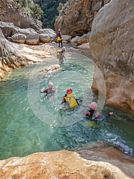 Canyoning in Barranco Oscuros, Sierra de Guara, Spain