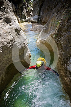 Canyoning in Formiga Canyon, Spain