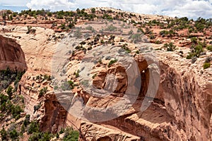 Canyonlands - Top view of Mesa Arch near Moab, Canyonlands National Park, San Juan County, Southern Utah, USA