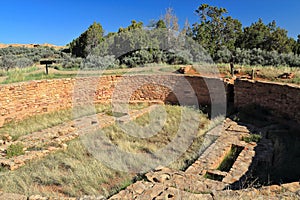 Canyons of the Ancients National Monument with Kiva of Lowry Pueblo Ruins in Morning Light, Colorado