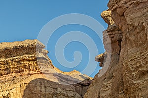 Canyons in the Namibe Desert. With sun. Africa. Angola