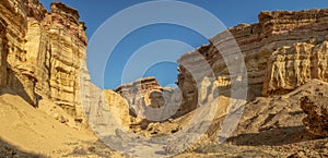 Canyons in the Namibe Desert. With sun. Africa. Angola