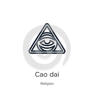 Cao dai icon. Thin linear cao dai outline icon isolated on white background from religion collection. Line vector cao dai sign,