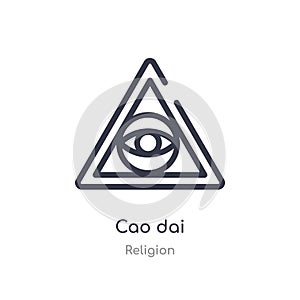 cao dai outline icon. isolated line vector illustration from religion collection. editable thin stroke cao dai icon on white
