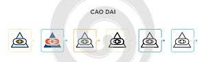 Cao dai vector icon in 6 different modern styles. Black, two colored cao dai icons designed in filled, outline, line and stroke