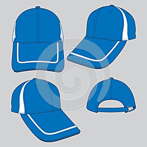 Blue-White Baseball Cap Design, Vector File