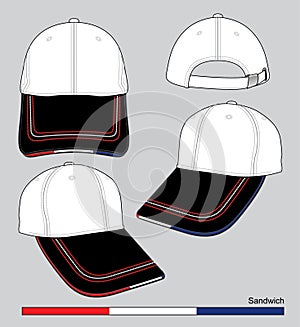 Baseball Cap Design Vector White / Red