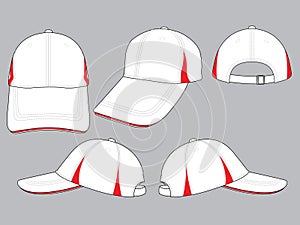 Baseball Cap Design Vector White / Red