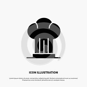 Cap, Chef, Cooker, Hat, Restaurant Solid Black Glyph Icon