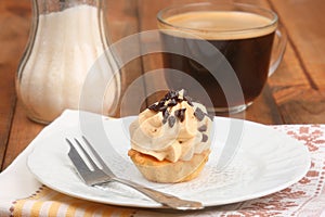 Cap of coffee and cream cake