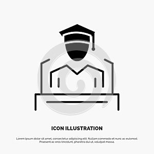 Cap, Education, Graduation, Speech solid Glyph Icon vector