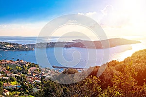 Cap Ferrat on French riviera coastline panoramic view