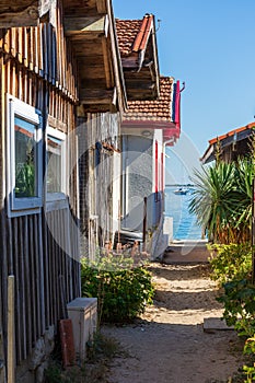 Cap Ferret, Arcachon Bay, France. Fishers houses