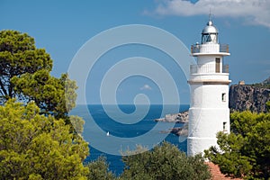 Cap Gros lighthouse, Port Soller, Mallorca Island, Spain