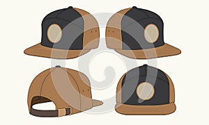 Cap hat template vector adjustable fitted strap