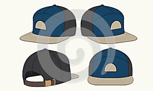 Cap hat template vector adjustable fitted strap