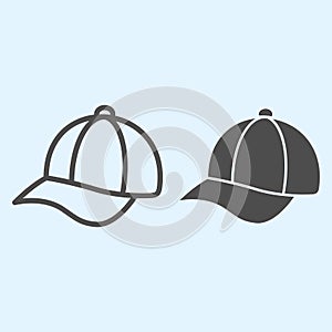 Cap line and solid icon. Baseball leathern hat. Sport vector design concept, outline style pictogram on white background