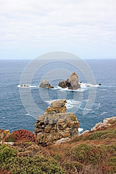 Cap Sizun, rocks and low vegetation, a day of quiet time (Brittany, Finistere, France)