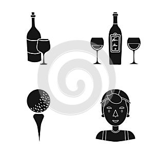 Cap, sportsman, winery and other web icon in black style.tennis, competition, man, icons in set collection.