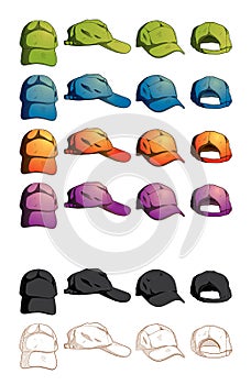 Cap Template Various Angle