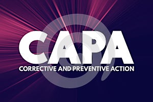 CAPA - Corrective and preventive action acronym, business concept background photo