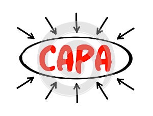 CAPA - Corrective And Preventive Action consists of improvements to an organization\'s processes taken to eliminate causes