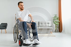 Capable disabled trying to get up from the wheelchair