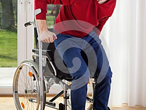 Capable disabled trying to get up