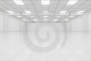 Capacious empty room, business background, 3d rendering