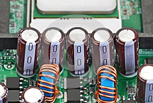 Capacitor on circuit board background