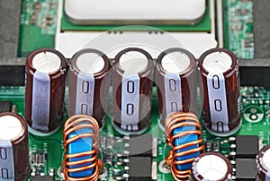 Capacitor on circuit board background