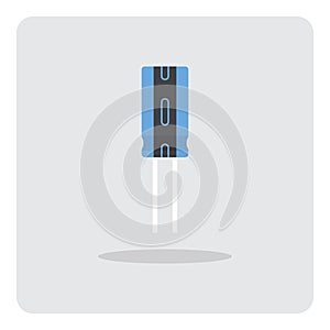 Capacitor for electronic circuits board icon.