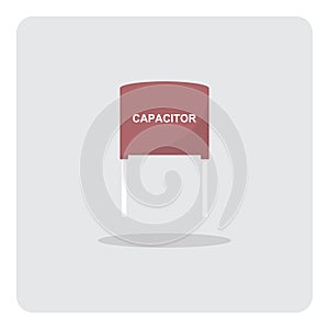 Capacitor for electronic circuits board icon.