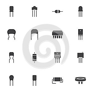 Capacitor vector icons set