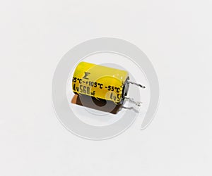 Capacitor, Yellow isolated