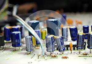 Capacitors on electronic circuit board